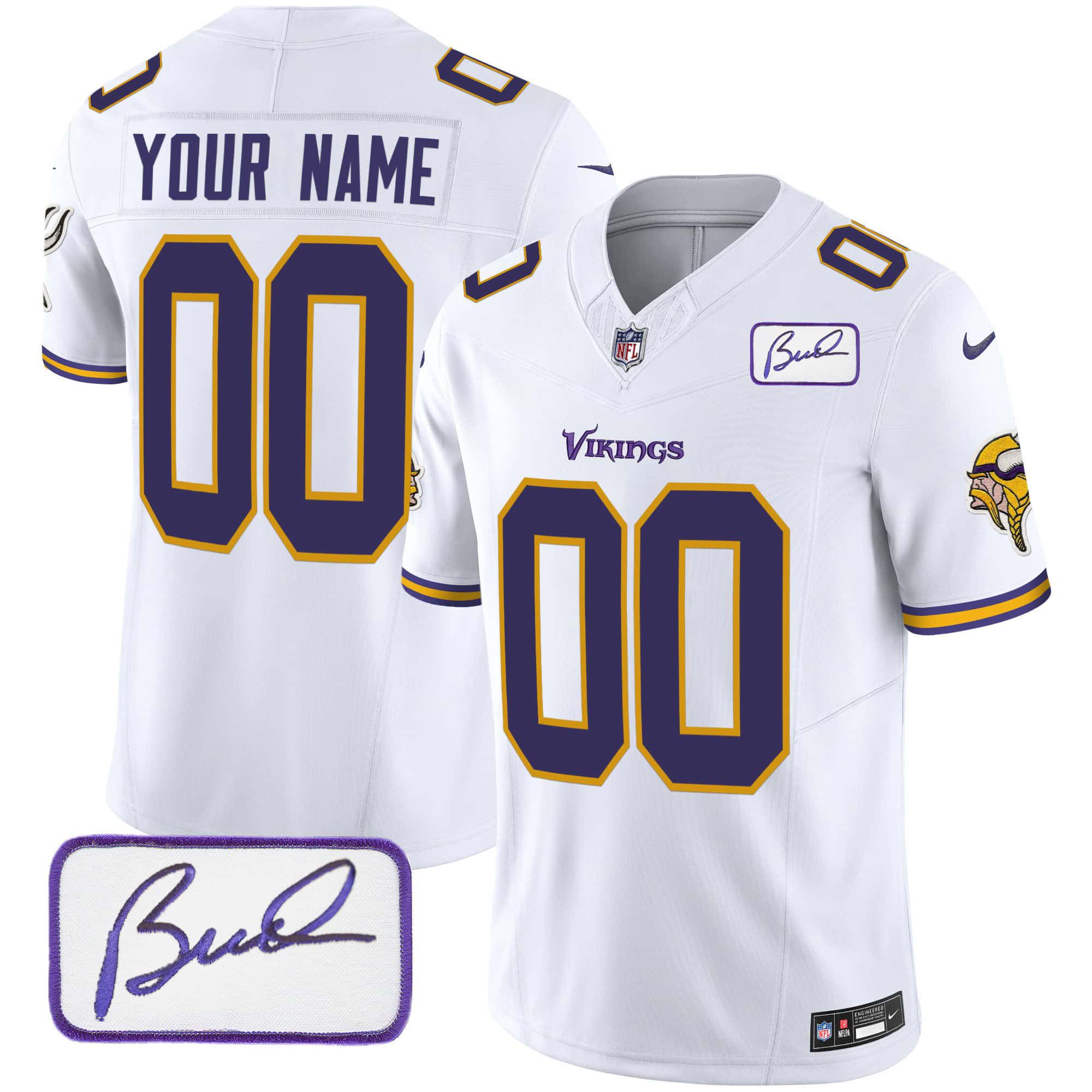 Men Minnesota Vikings White 2024 Nike Bud Grant Patch Classic Limited Custom NFL Jersey style 2